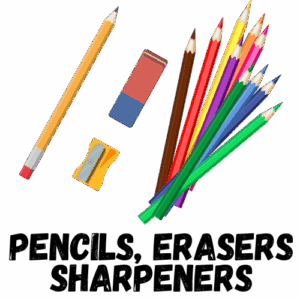 Pencils, Erasers, Sharpeners & Color Pencils